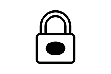 A simple black and white vector graphic of a padlock icon