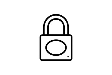 A minimalist vector graphic of a padlock icon on a white background
