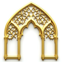 Ornate golden archway with intricate detailing and pillars