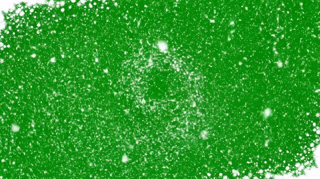 Solid green screen background with subtle white specks in corners