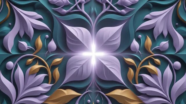Abstract Geometric Flora Intricate, symmetrical botanical patterns subtly expanding and contracting with a tritone color scheme.