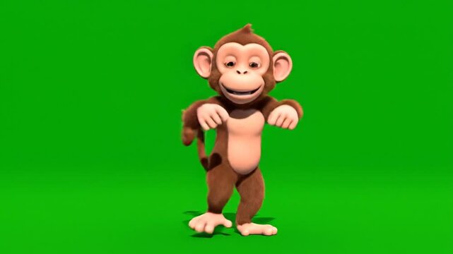 Cartoon monkey on green screen animated character for various projects
