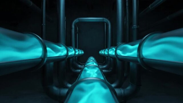 Industrial Bioluminescence Flowing energy within sleek conduits