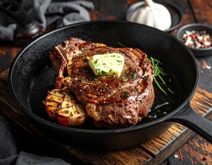 Fototapeta premium Rindersteak mit Bärlauchbutter