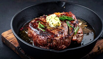 Fototapeta premium Rindersteak mit Bärlauchbutter