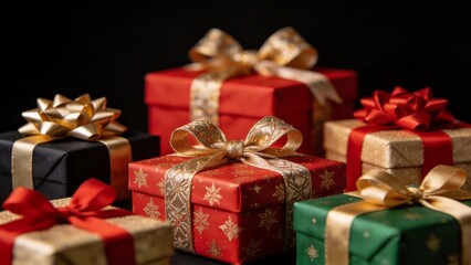 Obraz premium Colorful gift boxes with decorative bows