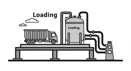 Industrial truck loading station with large tank and pipes. © Pino