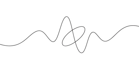 Obraz premium Minimal Continuous Wavy Line Vector Illustration, Abstract Flowing Curve Element Isolated on White