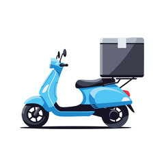 Obraz premium Modern Blue Scooter with Storage Box Urban Transportation Vehicle for Delivery and Commuting