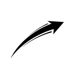 Black hand drawn curved arrow line isolated for design high resolution transparent png photo