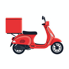 Obraz premium Modern Red Scooter with Delivery Box for Urban Transportation and Logistics