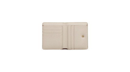 Rfid blocking wallet in beige leather with gold accents on a white background showcasing secure card storage