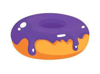 Glazed Donut Illustration Isolated on White. Sweet frosted doughnut with dripping icing, bright flat vector dessert design for bakery menu, cafe branding, food poster and party graphics.