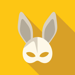 Rabbit mask flat design style with long shadow on yellow background
