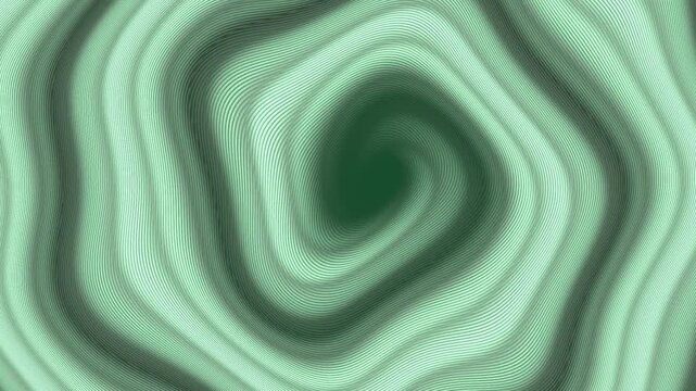 Close-up of a green malachite stone with concentric wavy bands in shades of green on a white background.