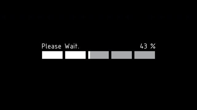 Multi Step Block Loading Bar Please Wait with Percentage Display Prores Alpha Channel 4K 60fps