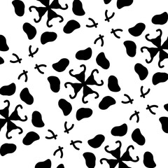 Fototapeta premium Seamless black and white abstract pattern with hand drawn organic shapes.
