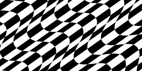 Obraz premium Black and white checkered pattern. Chess pattern. Black and white checkered background. 3D checkered wallpaper. vector illustration