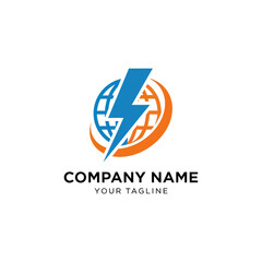 Electric Lightning Bolt Logo Design Template.