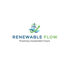 Renewable Flow Logo with Wind Turbine Symbol.