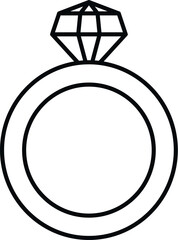 Ring icon displaying precious diamond for engagement, wedding, and jewelry concepts