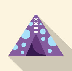 Purple teepee with blue polka dots representing a children's play area © anatolir