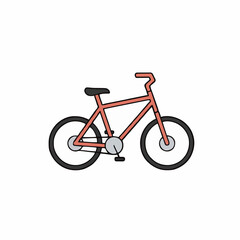 Obraz premium Coral Orange Bicycle with Black Seat and Tires on a White Background