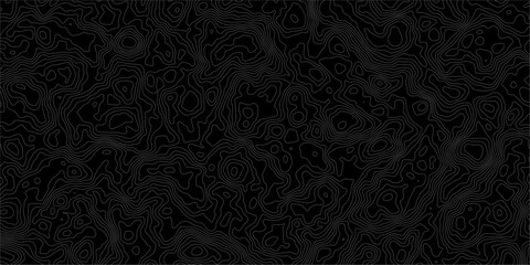 Seamless black and white Abstract Topographic Contour Lines Pattern On Black Background For Design. © SULTANA