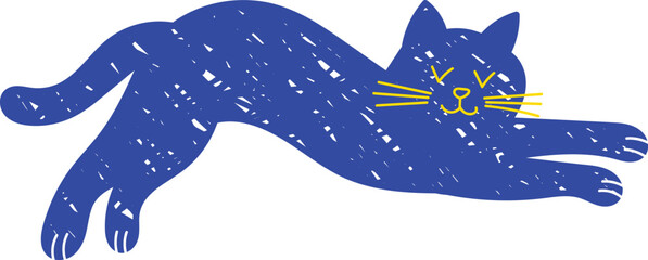 Cute jumping cat silhouette doodle style vector illustration © nasima0204