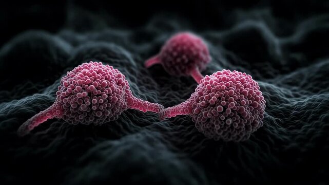 Cancer cell tumor cell medical science scientific research microbiology 3d render disease concept dark background closeup detail health concept depiction of clustered cancer cell tumor cell electron