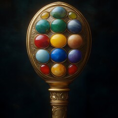 Ornate key with colorful gemstones.  Detailed craftsmanship