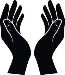 Obraz premium A pair of black hands with palms facing upwards in a gesture of openness and receptivity.