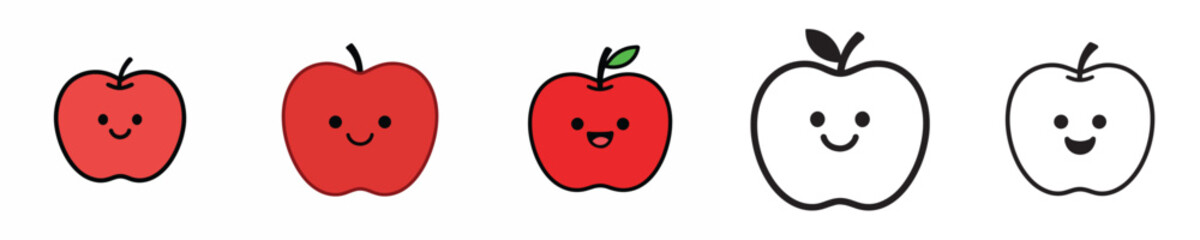 cute apple vector has eyes and mouth