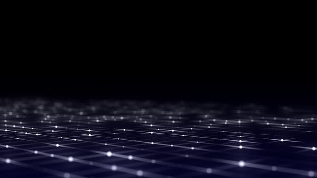 Technology perspective grid background. Digital space wireframe landscape. Blue mesh on a black background. 3d rendering.