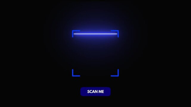 QR Code Scanner Background Blue Laser Effect Scan Me Button Digital Technology High Resolution Loop
