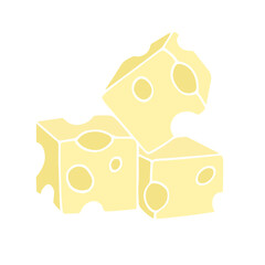 Colorful, appetizing piece of cheese. Vector graphics.