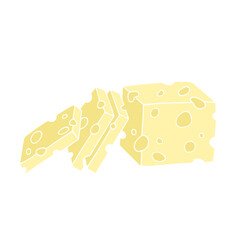 Colorful, appetizing piece of cheese. Vector graphics.