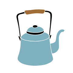 Decorative kitchen utensils, doodles of a colorful teapot. Vector graphics.