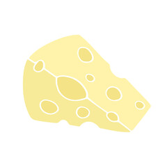 Colorful, appetizing piece of cheese. Vector graphics.