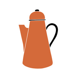 Decorative kitchen utensils, doodles of a colorful teapot. Vector graphics.