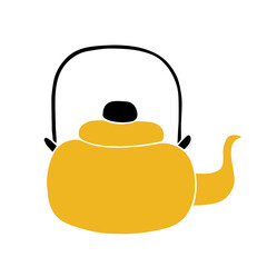 Decorative kitchen utensils, doodles of a colorful teapot. Vector graphics.