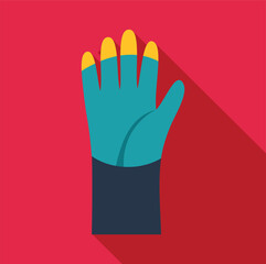 Obraz premium Protective glove graphic isolated on a red background featuring a stylized long shadow