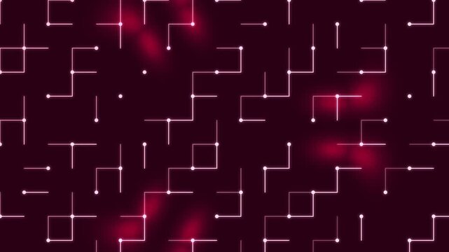 Glowing neon circuit board pattern with green background