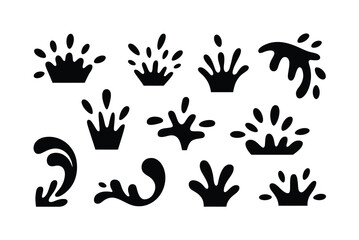 Obraz premium Vector graphics of various hand and crown splash designs on a white background