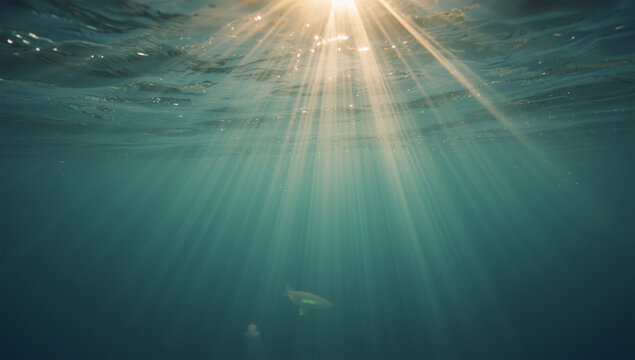風の収束で研ぎ澄まされた浅場の光芒が水中を貫く瞬間