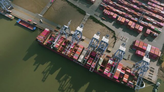Cargo Vessel Loading Operations at Deep Sea Terminal in Cai Mep International Terminal, Ba Ria Vung Tau, Vietnam
A giant container ship at the berth
