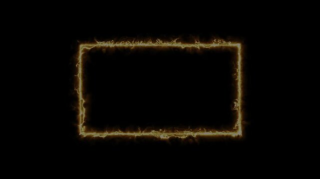 Abstract gold fire frame glowing with dynamic energy for cinematic background video effect