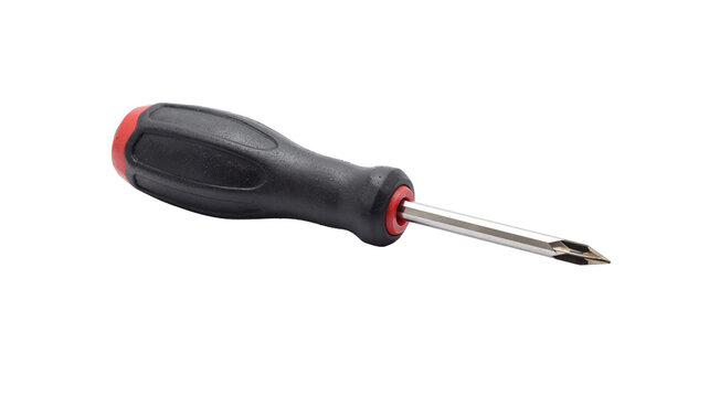 Phillips head screwdriver with black and red handle isolated on white background for DIY projects