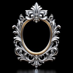 Ornate Oval Silver Frame with Gold Accents