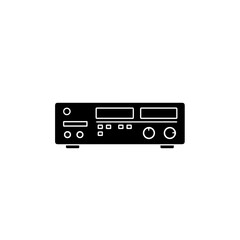 Fototapeta premium Black stereo receiver with analog inputs and digital display for audio systems